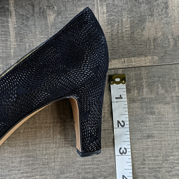 Bruno Magli Navy Blue Leather Textured Heels BX187 - Picture 9 of 11